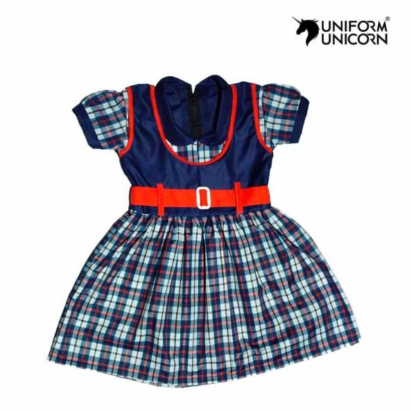 Cotton Girls Summer School Uniform Half Sleeve Shirt Skirt and Belt Set Manufacturers, Suppliers, Exporters in Surat