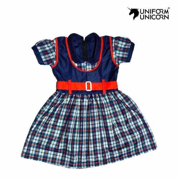 Cotton Girls Summer School Uniform Half Sleeve Shirt Skirt and Belt Set Manufacturers,Suppliers, Exporters in Surat