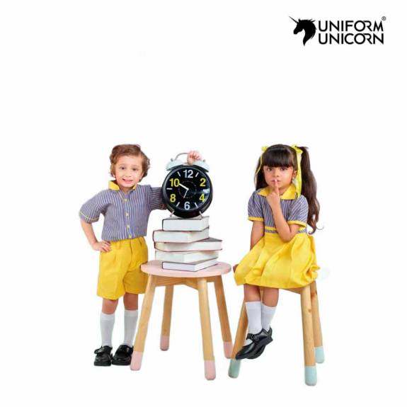 Girls Cotton School Uniform Small Size Half Sleeve Shirt Skirt and Belt Manufacturers,Suppliers, Exporters in Surat