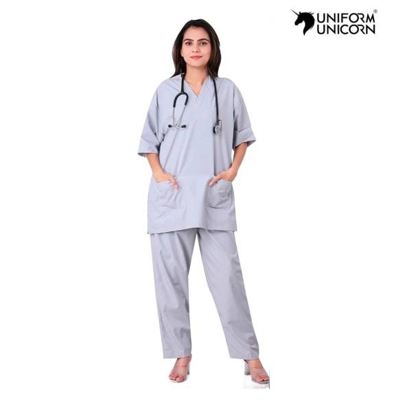 Gray Polyester Doctor Wear Set 2 Piece Plain Uniform for Hospital Staff  Manufacturers, Suppliers, Exporters in Surat