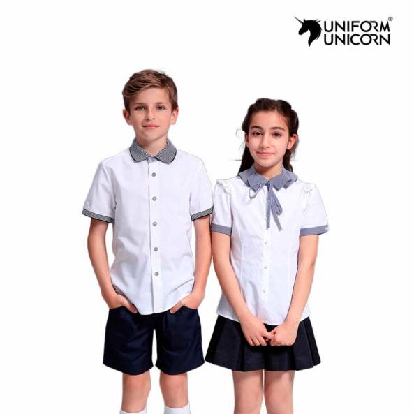 Plain Design Cotton School Uniform Summer Half Sleeves Small to Large Sizes Manufacturers, Suppliers, Exporters in Surat