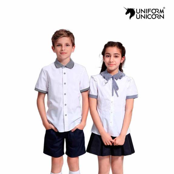 Plain Design Cotton School Uniform Summer Half Sleeves Small to Large Sizes Manufacturers,Suppliers, Exporters in Surat