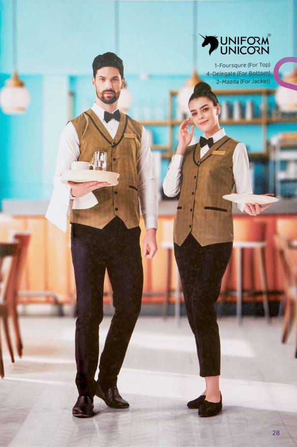 Restaurant Waiter Uniform With Double Pocket Jacket   Manufacturers, Suppliers, Exporters in Surat