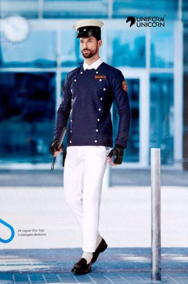 Security Suit White Color Uniform With Navy Blue Full Sleeves Jacket  Manufacturers,Suppliers, Exporters in Surat