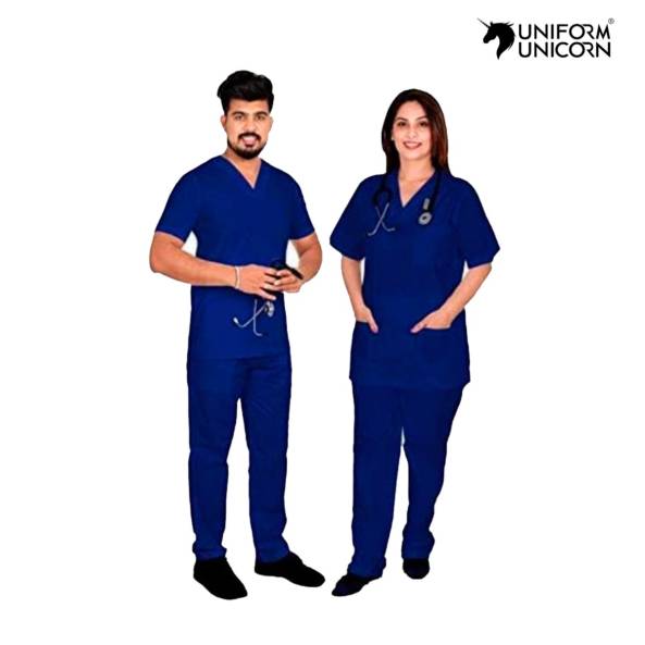 Unisex Blue Clinic Uniform Pure Cotton Stitched Half Sleeves Both Pieces in Set Manufacturers, Suppliers, Exporters in Surat