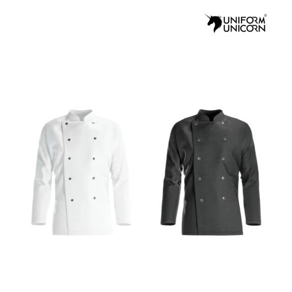 Unisex Professional Chef Coat Black Plain Pattern Cotton Polyester S to XXL Manufacturers,Suppliers, Exporters in Surat